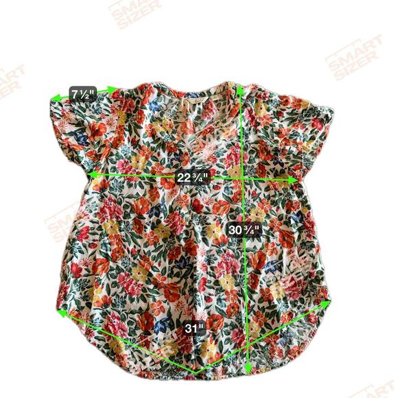 Caffe Marrakesh Floral Flowy Short Sleeve Blouse Brightly Colored 2X - Picture 10 of 10